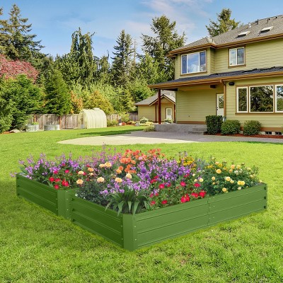 2pcs Raised Garden Bed Kit, Heavy-Duty Metal Planter Boxes with Oval Design, Outdoor Planting Solution for Vegetables - Coolbibila