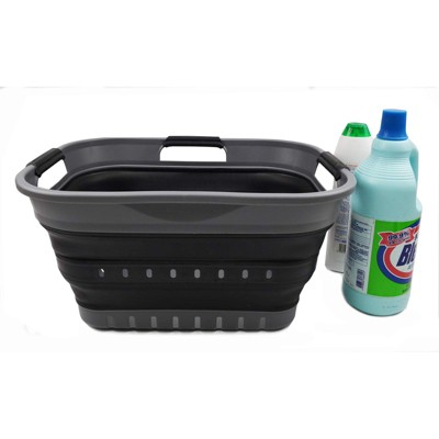 SAMMART 19L (5 Gallon) Collapsible Mini Plastic Laundry Basket with 3 Handles