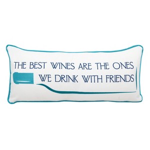 RightSide Designs Wine Friends Lumbar Indoor/Outdoor Throw Pillow Decor - 1 of 4