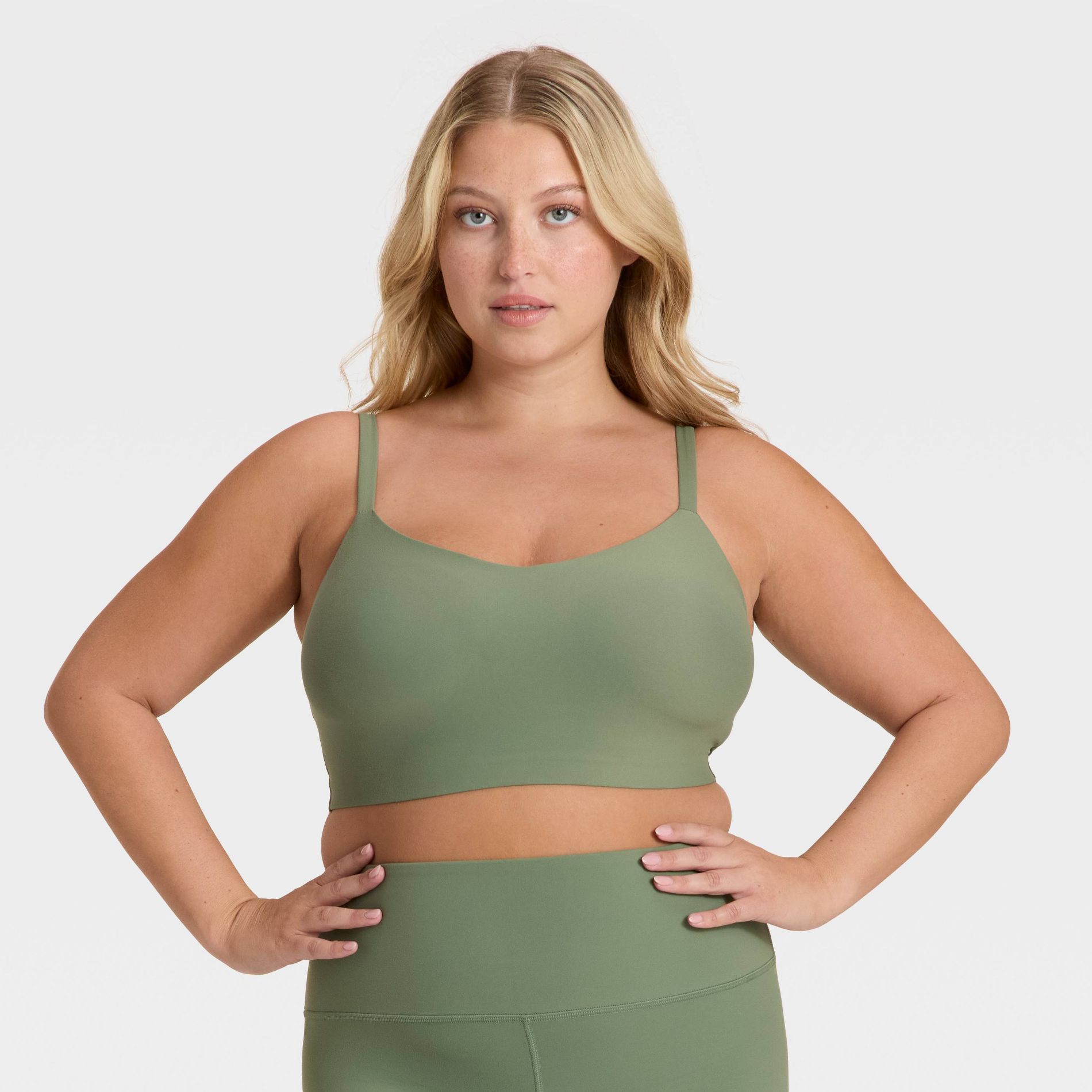 Women's Everyday Soft Light Support Strappy Sports Bra - All In Motion™ Sage Green 2X