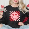 Simply Sage Market S.W.Smiley Checkered Heart Eyes Smiley Sweatshirt - 2 of 3