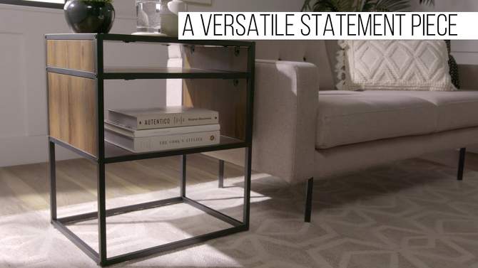 Modern Wood and Metal Side Table with Open Storage - Saracina Home, 2 of 10, play video