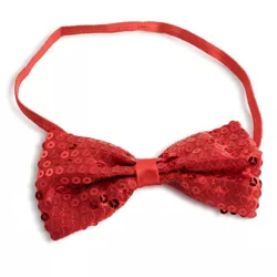 Dress Up America Shiny Sequin Bow Tie - One Size - Red