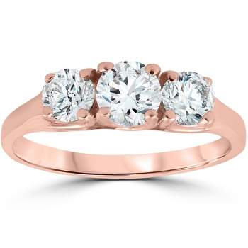 Pompeii3 1ct Three Stone Solitaire Diamond Anniversary Engagement Ring 14k Rose Gold