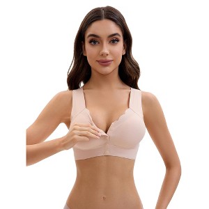 INSPIRE CHIC Women's Front Closure Full Coverage Bra Wirefree Wave Trim U Back Soft Bras - 1 of 4