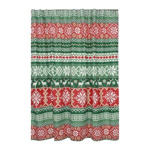 Greenland Home Fashion Fair Isle with Reinforced Button Holes Shower Curtain 72" x 72" Red - 1 of 3