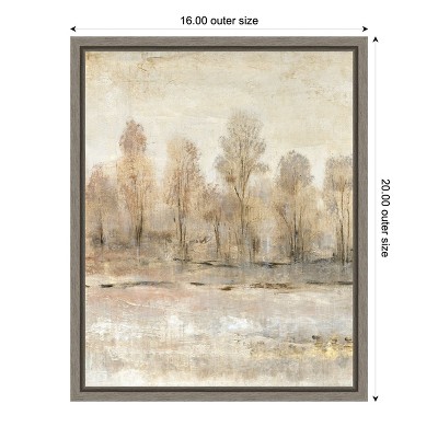 Earth Tones Abstract Landscape Canvas Print in Graywash Frame