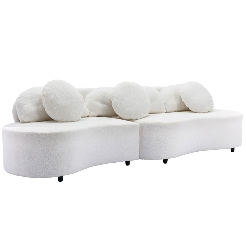 103.9" Modern Velvet Upholstered Curved Sofa with Decorative Throw Pillows-ModernLuxe, 5 of 13