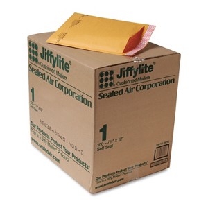 Sealed Air Jiffylite Self-Seal Mailer Side Seam #1 7 1/4 x 12 Golden Brown 100/Carton 39092 - 1 of 2