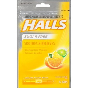 Halls Sugar Free Cough Suppressant Drops, Citrus Blend, 25 Ct - 1 of 3
