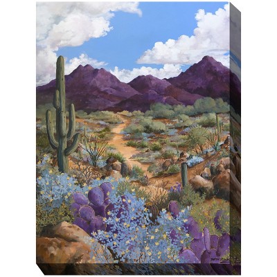 Cottage Garden West of The Wind Purple Majesty Colorful 30 x 40 Inch Waterproof Gallery Wrapped Canvas, Outdoor Garden, Yard, Patio All Weather