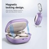 SURITCH Magnetic Locking Cases for SHOKZ OpenFit 2 Open-Ear Headphones, Shockproof Bumper Protective Covers with Carabiner & Keyring, Purple - 2 of 3