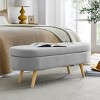 GlasFlength Ottomans and Benches Oval Storage Bench with Rubber Wood Legs Simple Fashion Design for Modern Living Spaces, Gray, 44"*16.15"*9.5" - 2 of 4