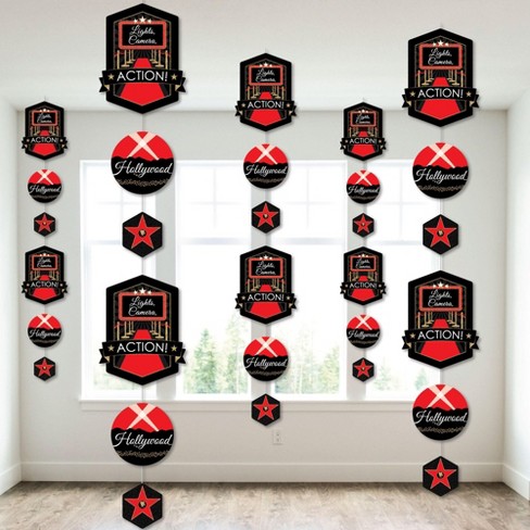 Big Dot of Happiness Red Carpet Hollywood - Movie Night Party DIY Dangler  Backdrop - Hanging Vertical Decorations - 30 Pieces