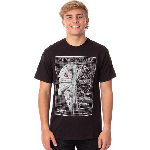 Star Wars Men's Millienium Falcon Schematics Graphic T-shirt Black : Target