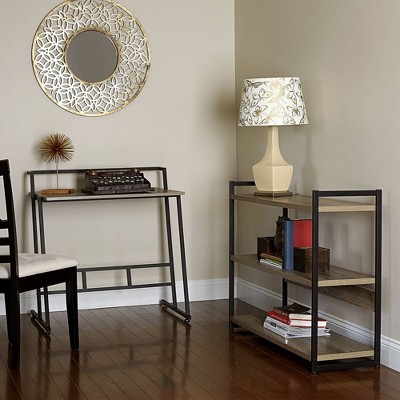 Adjustable Gray Wood Modular Shelf with Cubes