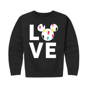 Boys' - Disney - Mickey Love Fill Graphic Long Sleeve Fleece Sweatshirt - 1 of 4