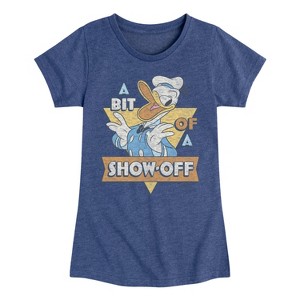 Girls' - Disney - Donald Bit Of A Show Off Fitted Short Sleeve Graphic T-Shirt - 1 of 4