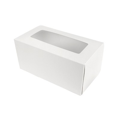 O'Creme White Window Cake Box with Cupcake Insert, 8" x 4" x 4" - Pack of 5