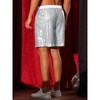 Lars Amadeus Men's Elastic Waist Party Disco Sparkly Glitter Nightclub with Pocket Sequins Shorts - 3 of 4
