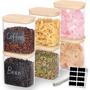 6-Pack 33OZ Airtight Glass Food Storage Containers with Bamboo Lids, Rectangle - 1 of 4