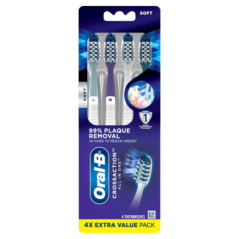 Oral-B Cross Action All In One Manual Toothbrush, Soft, 1 of 13