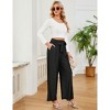Clearlove Women's High Waist Wide Leg Long Palazzo Pants Front Knot Tie Elastic Trousers with Pockets Lounge Business Work Pants - 2 of 4