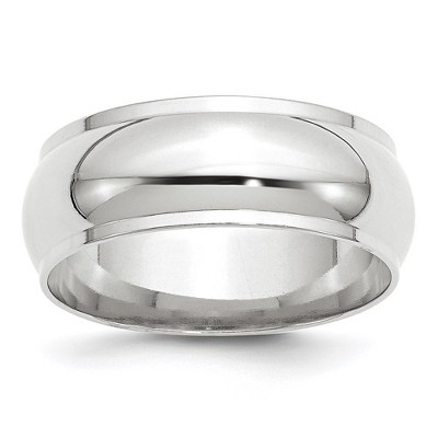 Black Bow Jewelry 8mm 10K Yellow or White Gold Half Round Ridged Edge Standard Fit Band