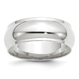 Black Bow Jewelry 8mm 14K Yellow or White Gold Half Round Ridged Edge Standard Fit Band - 1 of 4