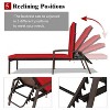 Red 2 Pieces Patio Rattan Reclining Chaise Lounge Chair with Cushion and Armrest - 2 of 4