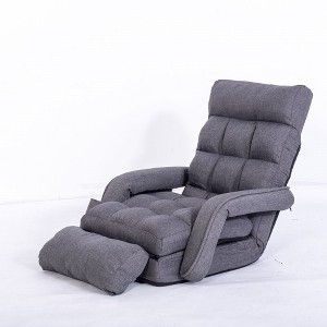 Foldable Lazy Sofa, Floor Chair With Pillow, Detachable Seat Cushion, 6 Adjustable Angle Folding Floor Chair Bed For Living Room, Bedroom - 1 of 4