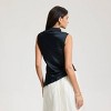 Women's Satin High Neck with Button-Up Shoulder - A New Day™ Black - 2 of 3