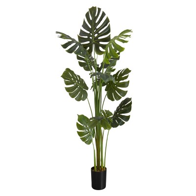 GlasFlength Artificial Plants Artificial Rubber Tree Artificial Monstera Tree Faux Plants for Indoor Home Decor, Green, 33.5"*29.5"*55"