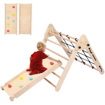 Wooden Climbing and Sliding Indoor Gym Playset for Toddlers