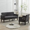 TYBOATLE 2-Piece Sofa Couch, Modern Linen Upholstered Sofa, 1 Loveseat & 1 Accent Chair Sofa with Deep Seats for Living Room,Dark Gray - 2 of 4