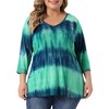 Agnes Orinda Women's Plus Size Tie Dye 3/4 Sleeve Side Slit V Neck Trendy Spring Tops - 2 of 4