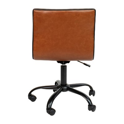 Brown Vinyl Armless Swivel Executive Office Chair