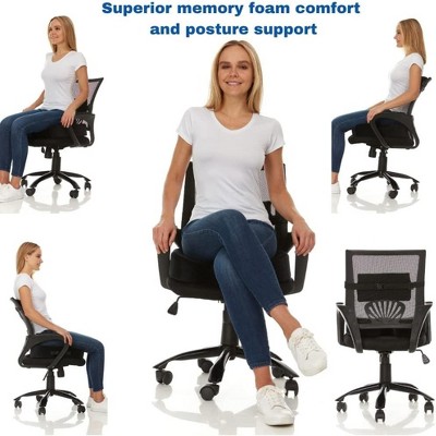FOMI Black Memory Foam Seat Cushion and Lumbar Support Set