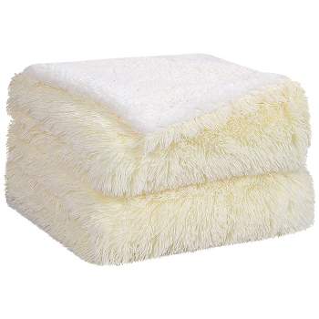 PiccoCasa Shaggy Faux Fur Warm Reversible Solid Plush Fluffy Fleece Blankets