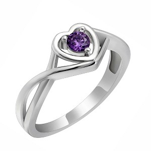 Christine Engagement Ring for Women Promise Heart Birthstone Cz Sterling Silver by Ginger Lyne - 1 of 4