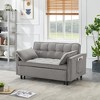 54.3'' Fabric 2-Seater Sofa Bed with 2 Pillows, Solid Wood Frame and High-Density Sponge Cushioning - 2 of 4