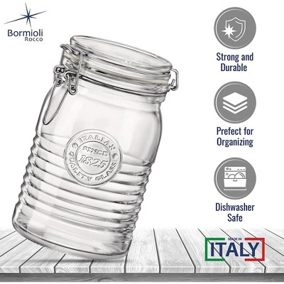 Set of 3 Clear Glass Jars with Airtight Hinged Lids