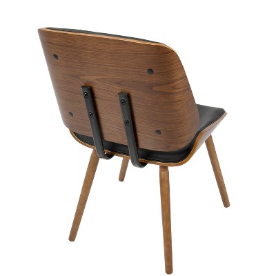 Walnut and Black Faux Leather High Slat Upholstered Side Chair