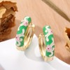 Vintage Enamel Huggie Hoop Earrings for Women Delicate Enamel Round Circle Hoop Earrings Trendy Flower CZ Earrings Jewelry - 4 of 4