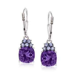 Ross-Simons 3.40 ct. t.w. Amethyst and .30 ct. t.w. Tanzanite Drop Earrings in Sterling Silver - 1 of 4