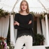 Anna-Kaci Women's Tunic Tops Long Sleeve Lace Trim U-Neck Blouse Solid Color Shirts - 2 of 4