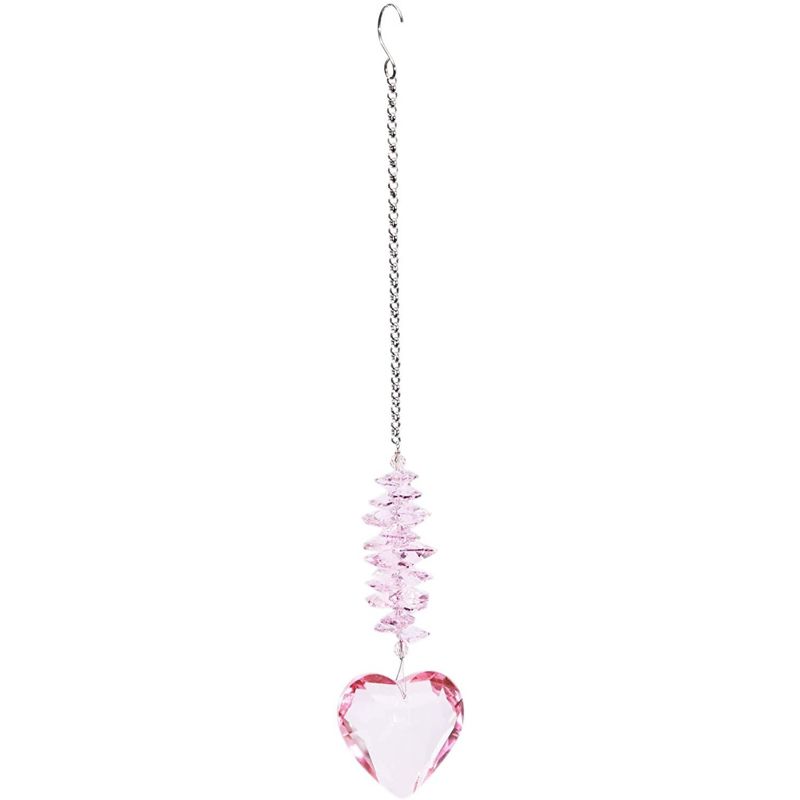 Juvale Pink Heart Hanging Crystal Prism Suncatcher for Window Home Decor, Valentine's Gift, 11 in, 4 of 9