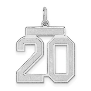 Black Bow Jewelry Sterling Silver, Jersey Collection, Medium Number 20 Pendant - 1 of 4