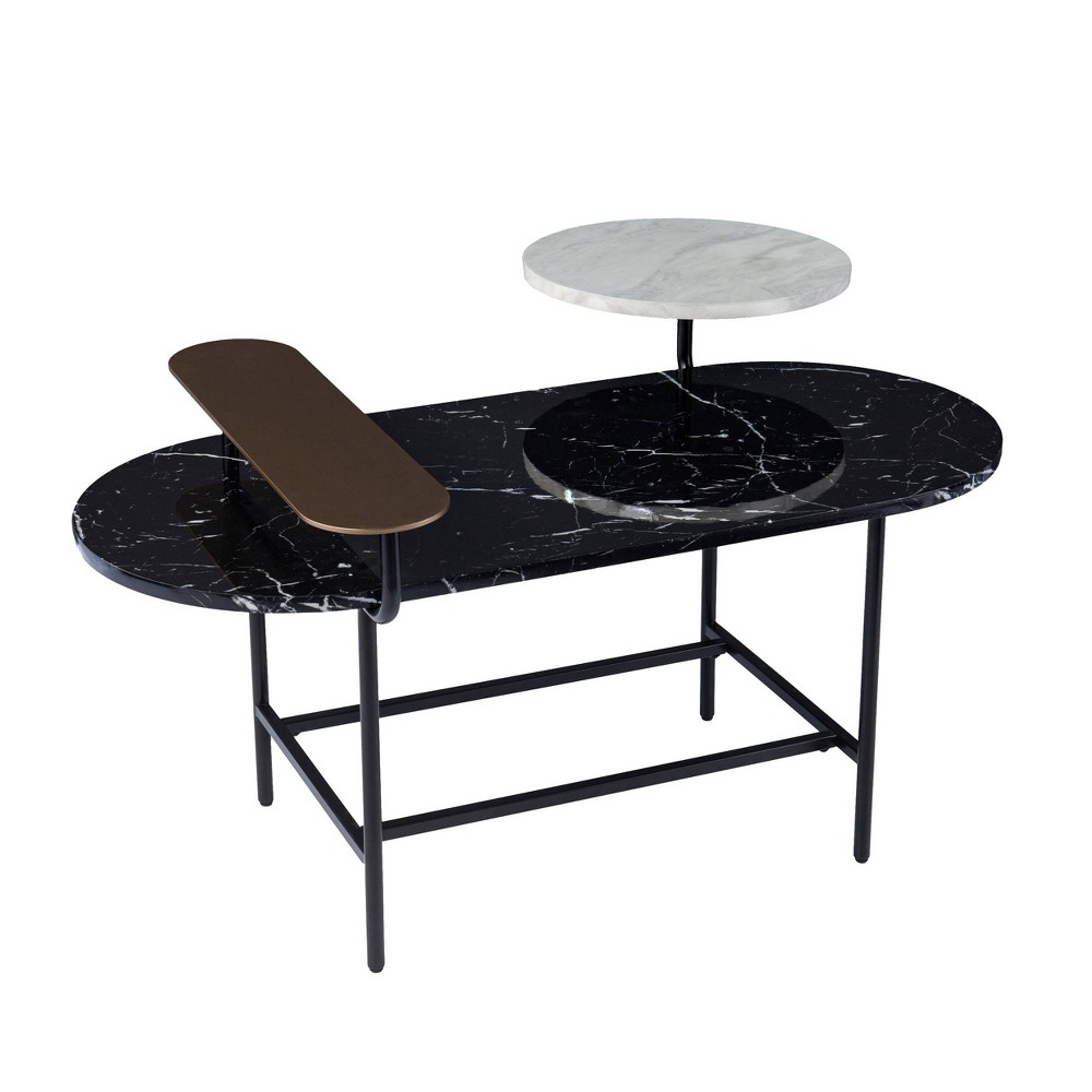 Photos - Coffee Table Klindells Faux Marble Cocktail Table Black/Gold - Aiden Lane