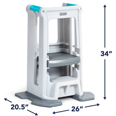 White Adjustable Plastic Toddler Step Stool with Safety Sides